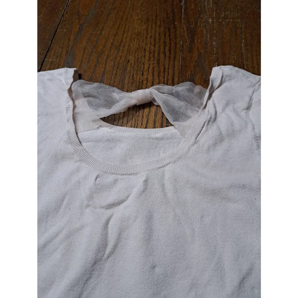 Medium Lauren Conrad Cream Ivory Long Sleeve Knit Pullover Bow Sweater